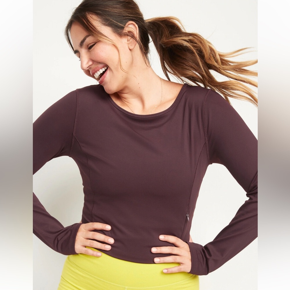 NWT Old Navy PowerSoft Long-Sleeve Cropped Performance Top Sz XL